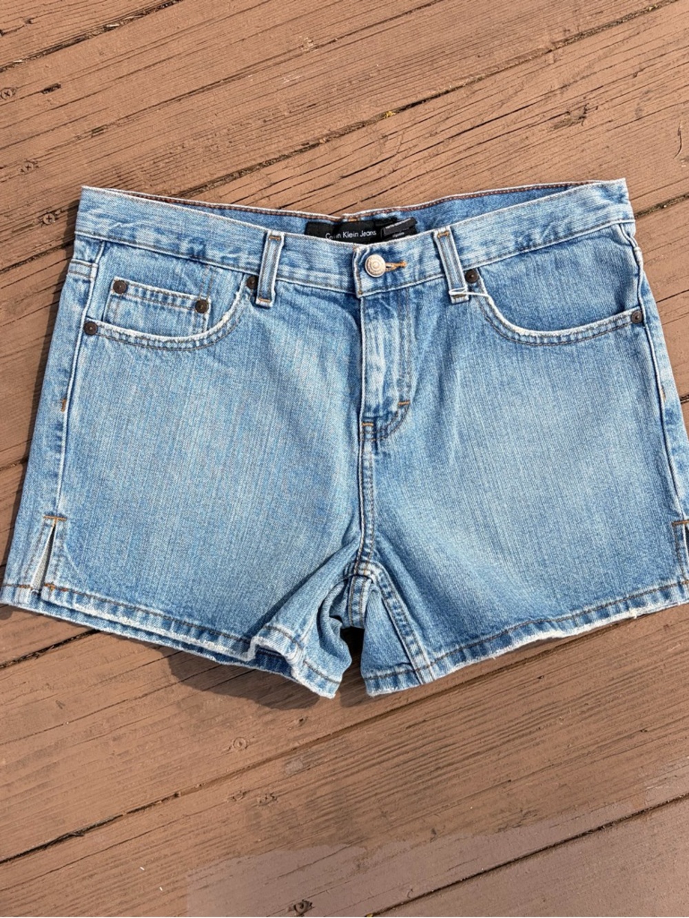 Vintage 90’s Calvin Klein Jeans Light Wash Denim Short Shorts with side slit